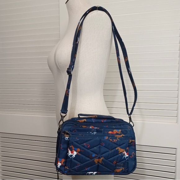 lug Bags Lug Scoop Equestrian Themed Purse With Many Many Pockets Navy And Tan Poshmark